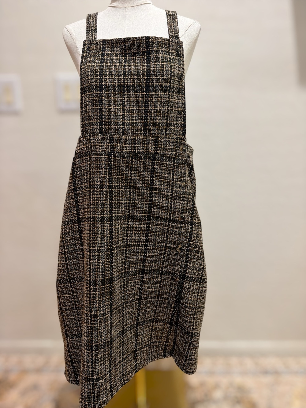 Emery Rose XL Plaid Pinafore Dress Tweed Academia Overall Jumper